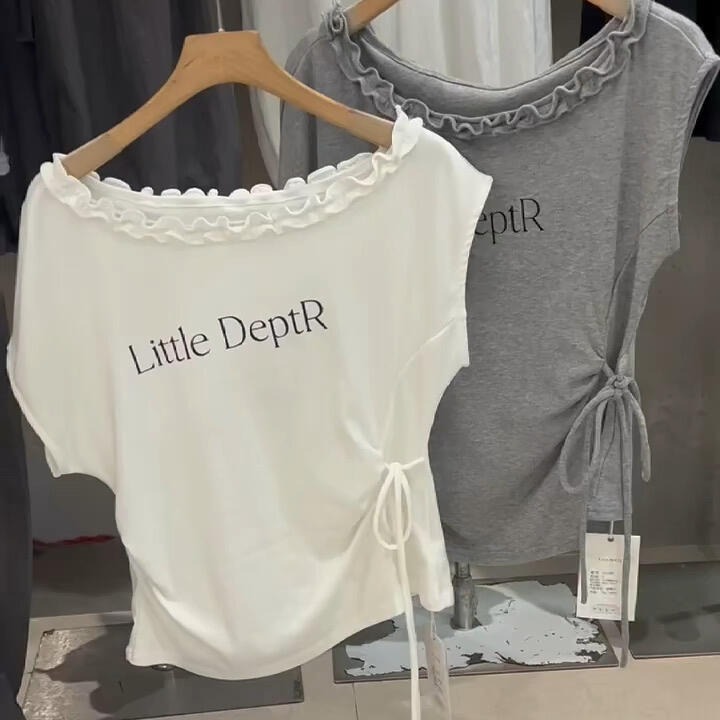 Asymmetric Top Women - Unique Lace Trim Asymmetrical Shoulder Short