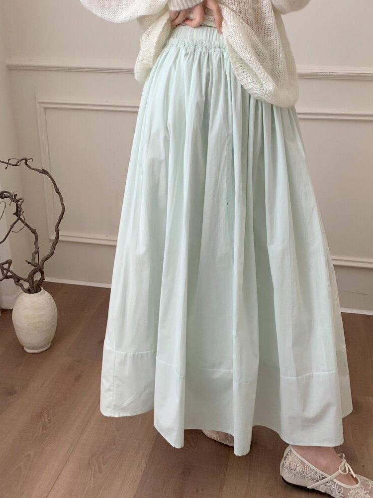 A-Line Skirt Midi - Soft Casual Light Blue A-Line Midi