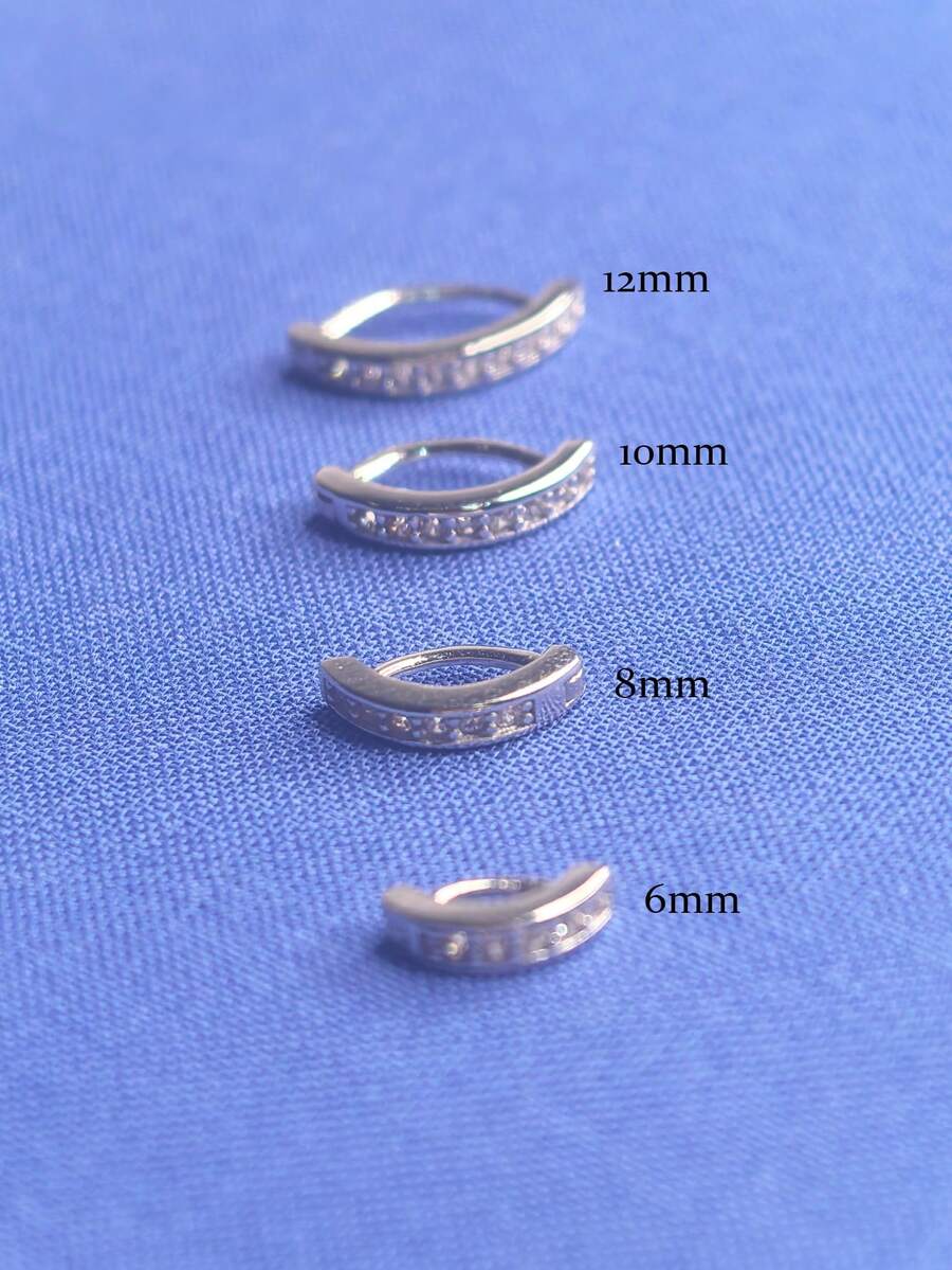 Women Fashion Rings - Sterling Silver 925 Zirconia Hoop Navel