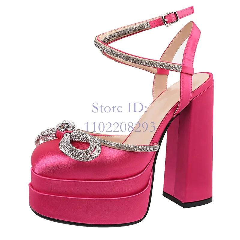 Women Fashion Show - Crystal Butterfly-knot Sandals Solid Platform Round