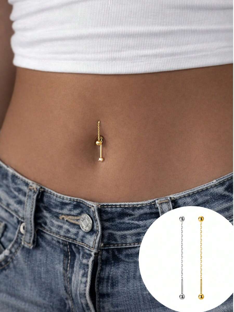 Women Fashion Rings - S925 Sterling Silver Long Dangle Navel