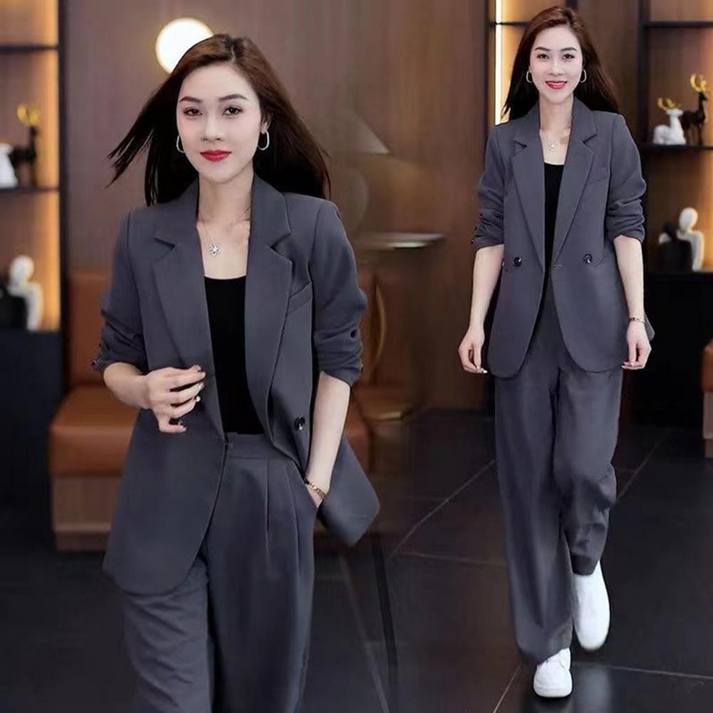 Wide Leg Palazzo Pants - Women Coat Pants Set Formal Coat