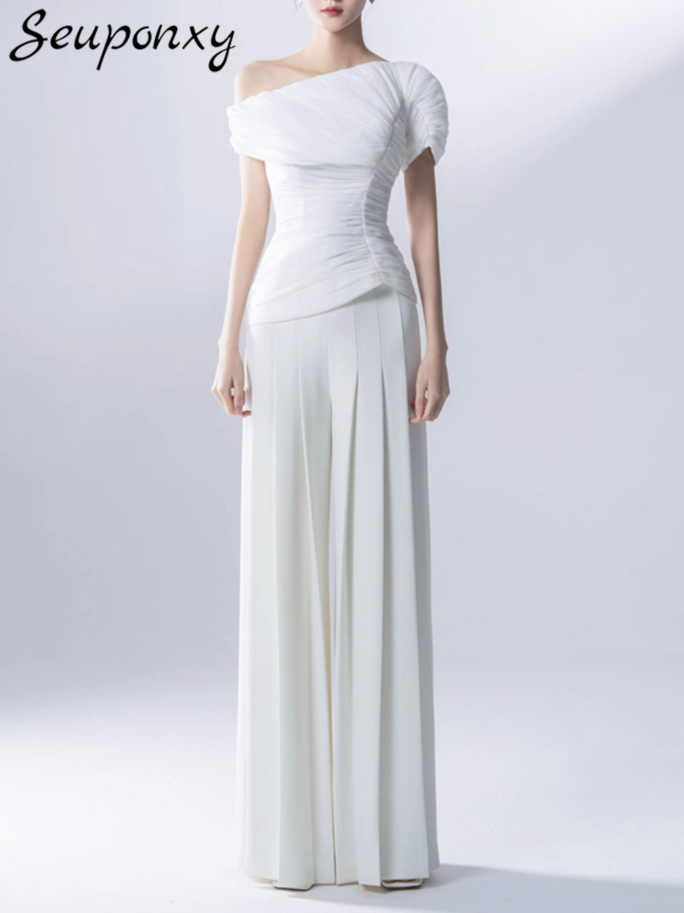 Wide Leg Palazzo Pants - High Quality Summer New White Slim