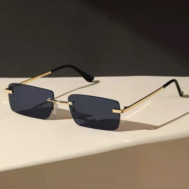 Women'S Fashion Eyeglasses - Retro Men Metal Square Rimless Sunglasses
