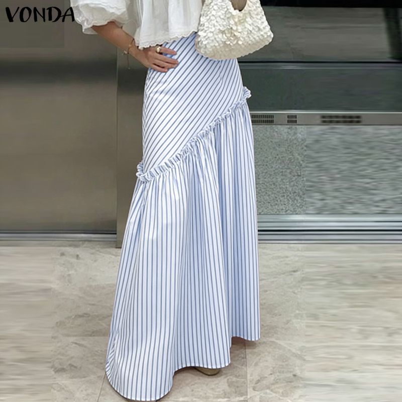 A-Line Skirt Midi - VONDA Plus Size 5XL Women High