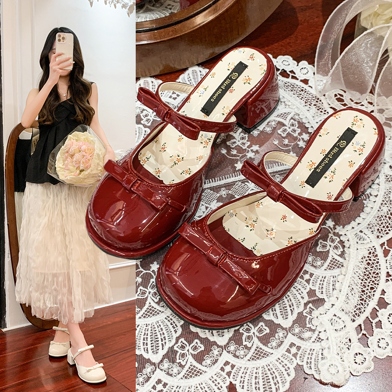 Women'S Fashion Summer 2025 - Bow Mary Jane Baotou Sandals Women