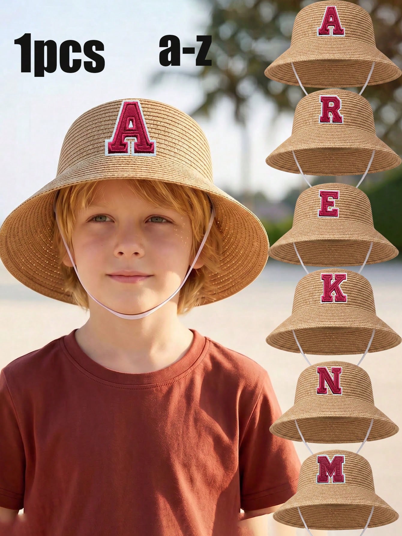 1Pc 3-8Y Boys Coffee Bow Straw - Straw Hat Summer incelemesi ve fiyatı