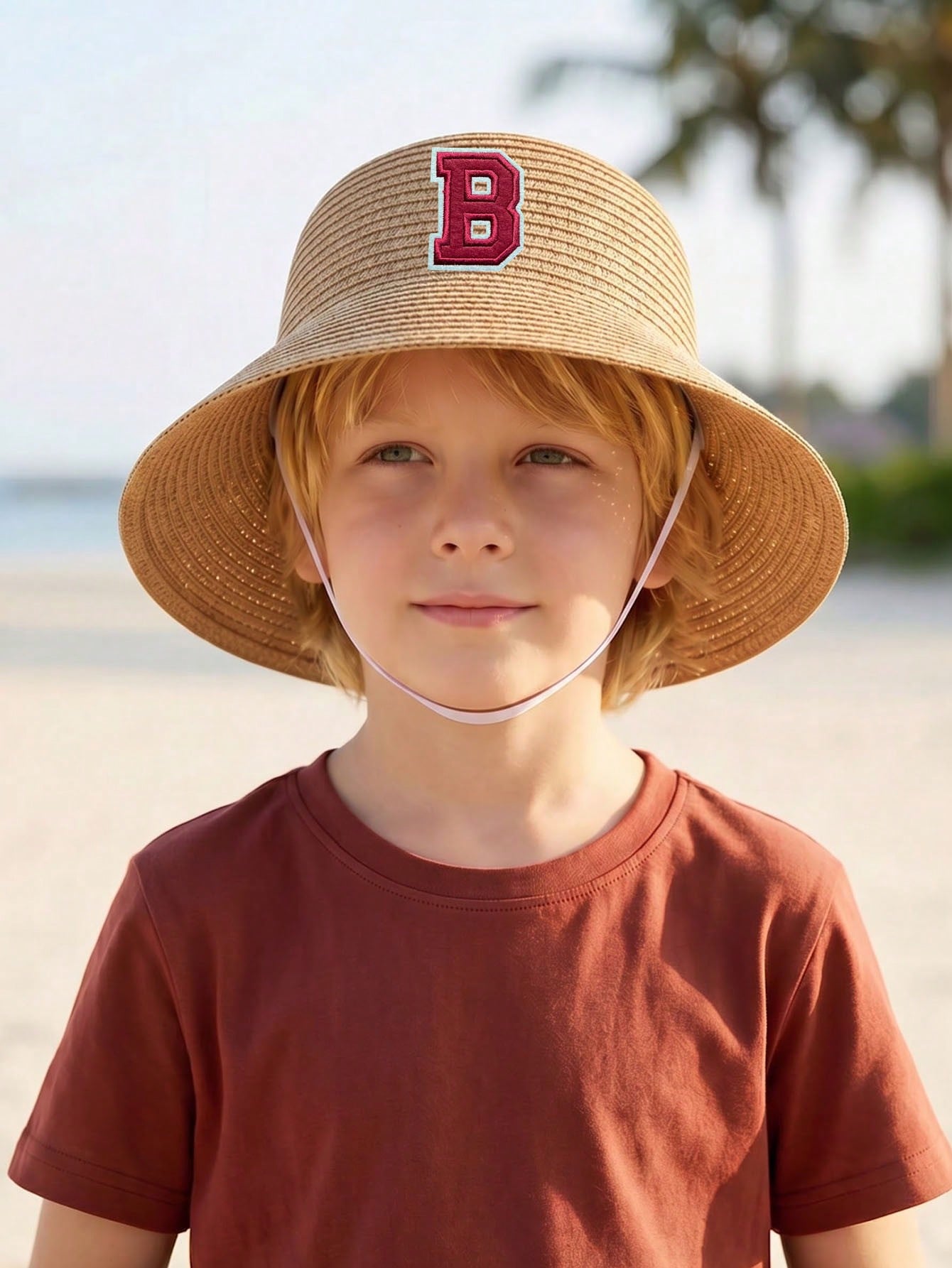 1Pc 3-8Y Boys Coffee Bow Straw - Straw Hat Summer incelemesi ve fiyatı