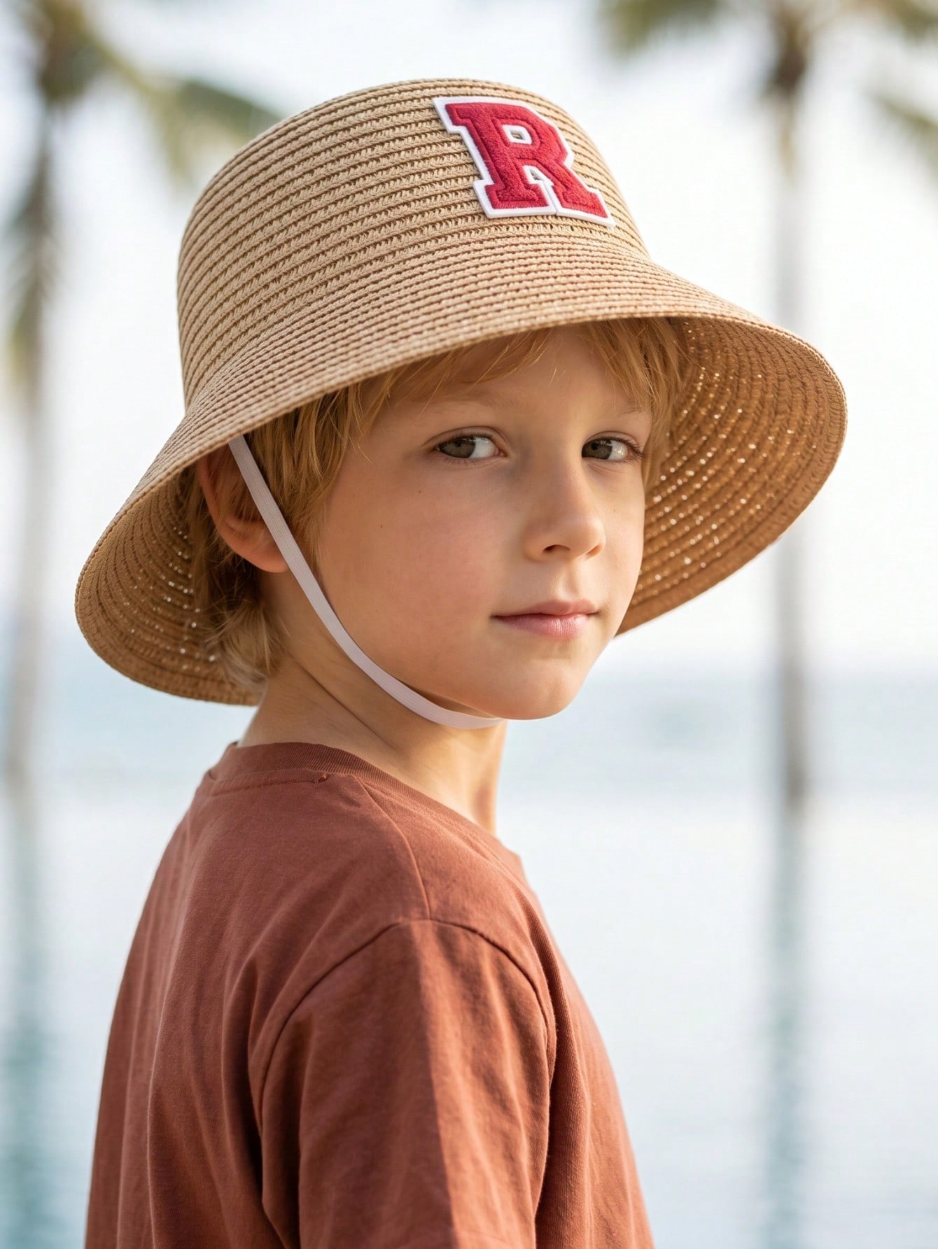 1Pc 3-8Y Boys Coffee Bow Straw - Straw Hat Summer incelemesi ve fiyatı