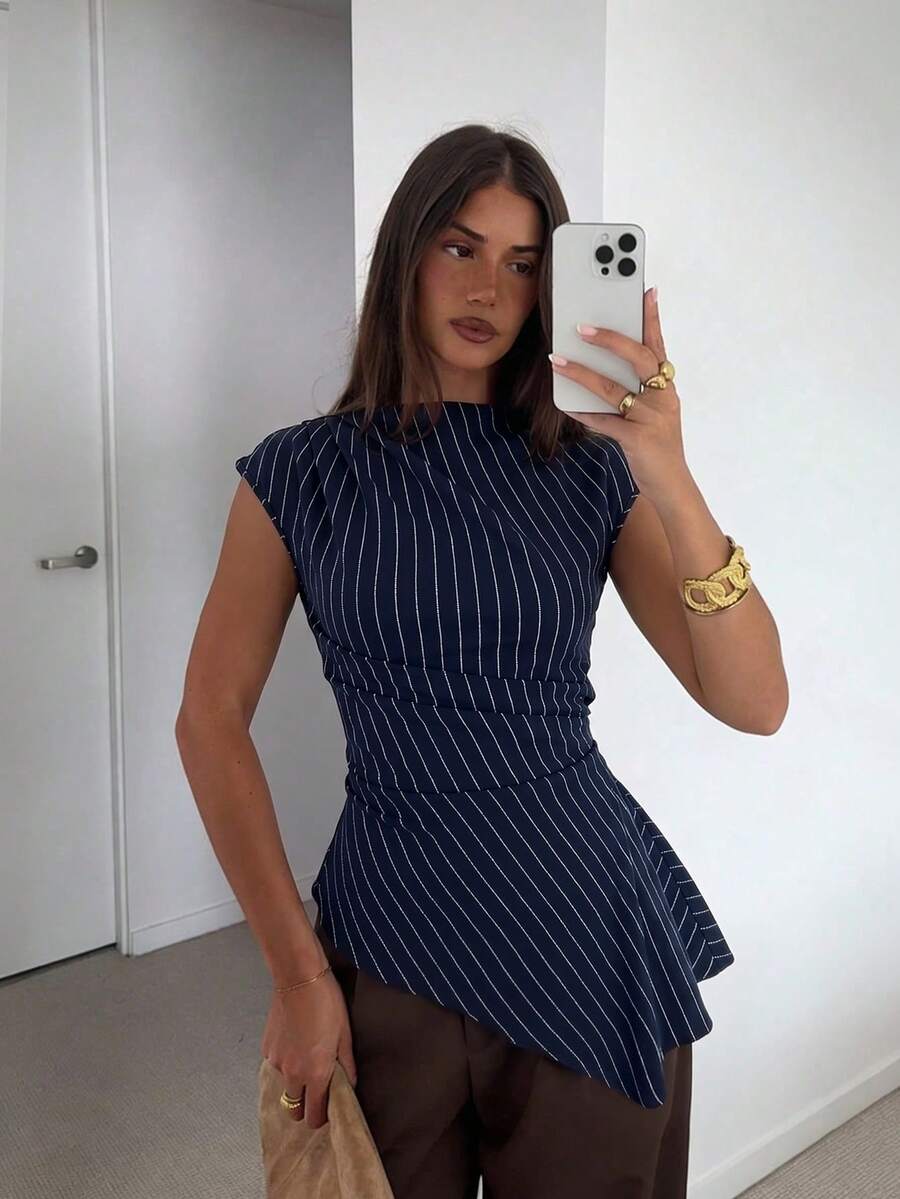 Women Solid Color Pleated Asym - Asymmetric Top Women incelemesi ve fiyatı