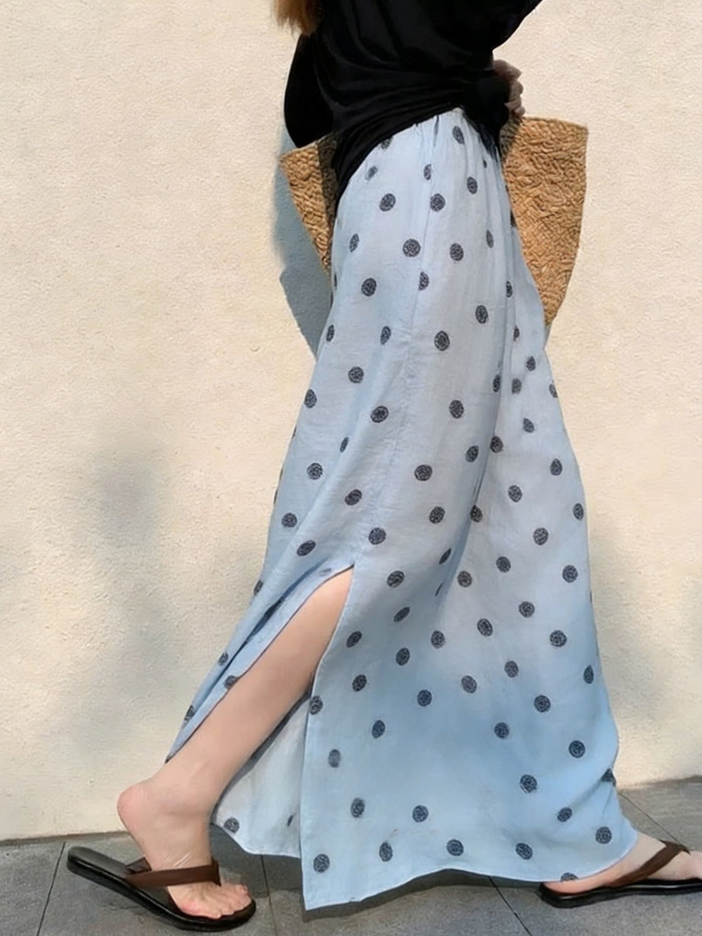 Color Block Polka Dot Long Ski - A-Line Skirt Midi incelemesi ve fiyatı