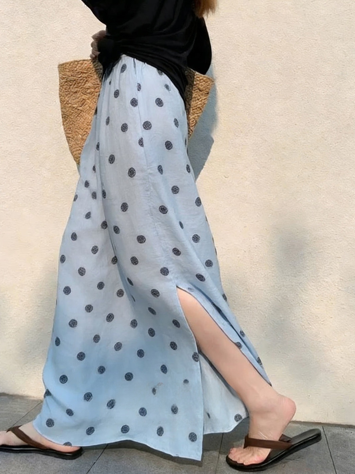 Color Block Polka Dot Long Ski - A-Line Skirt Midi incelemesi ve fiyatı