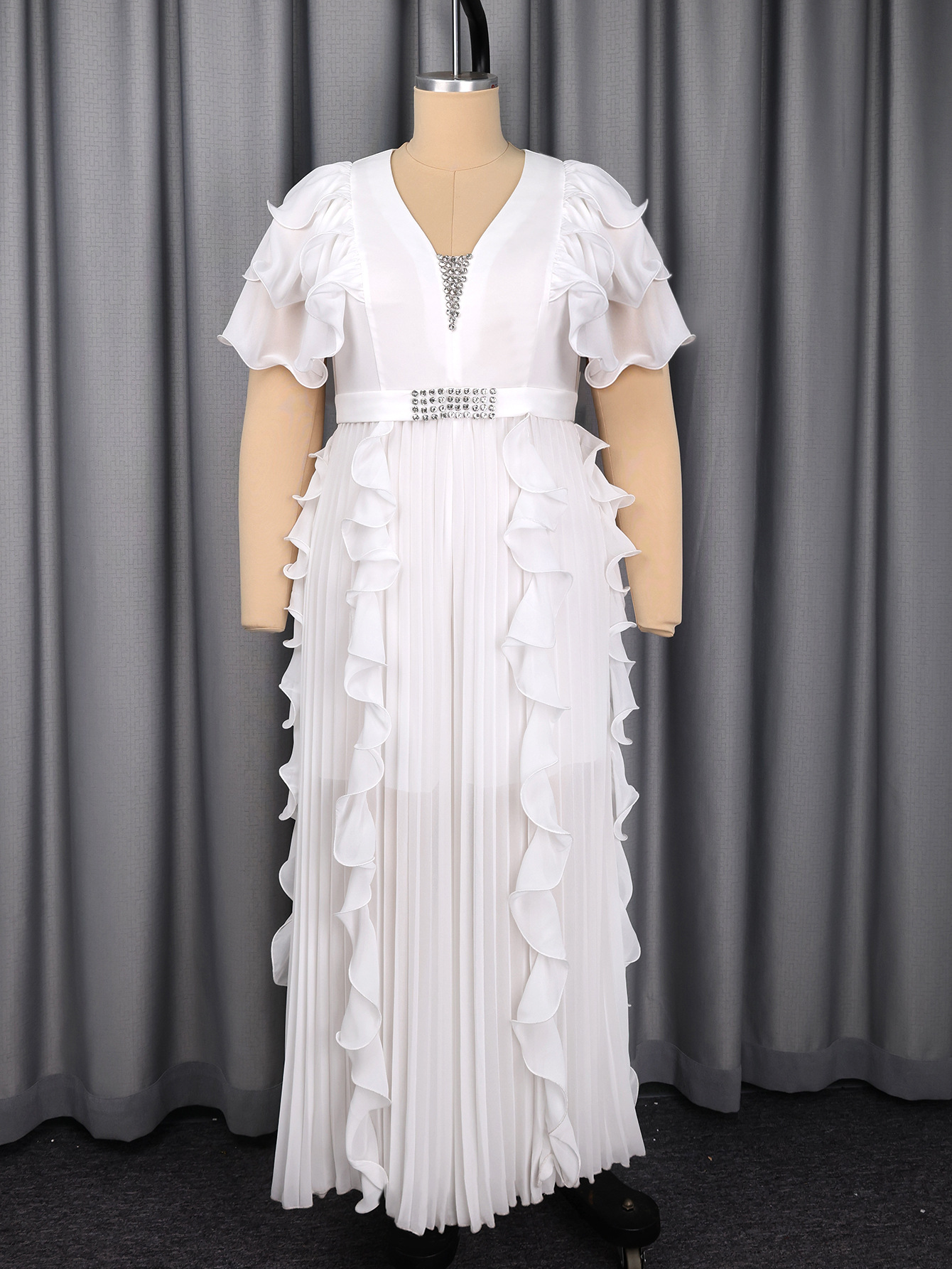 Plus Size Women V-neck Ruffle  - Wide Leg Palazzo Pants incelemesi ve fiyatı