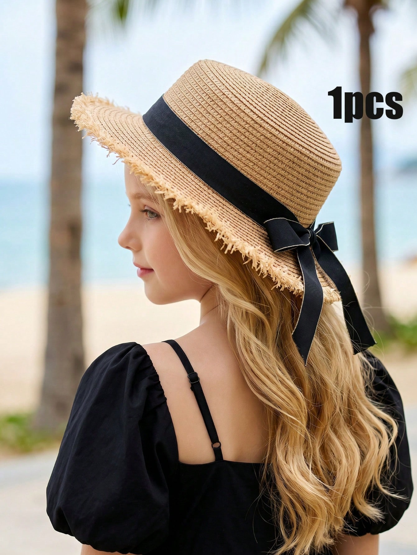 1Pc 3-8Y Girls Coffee Broken B - Straw Hat Summer incelemesi ve fiyatı