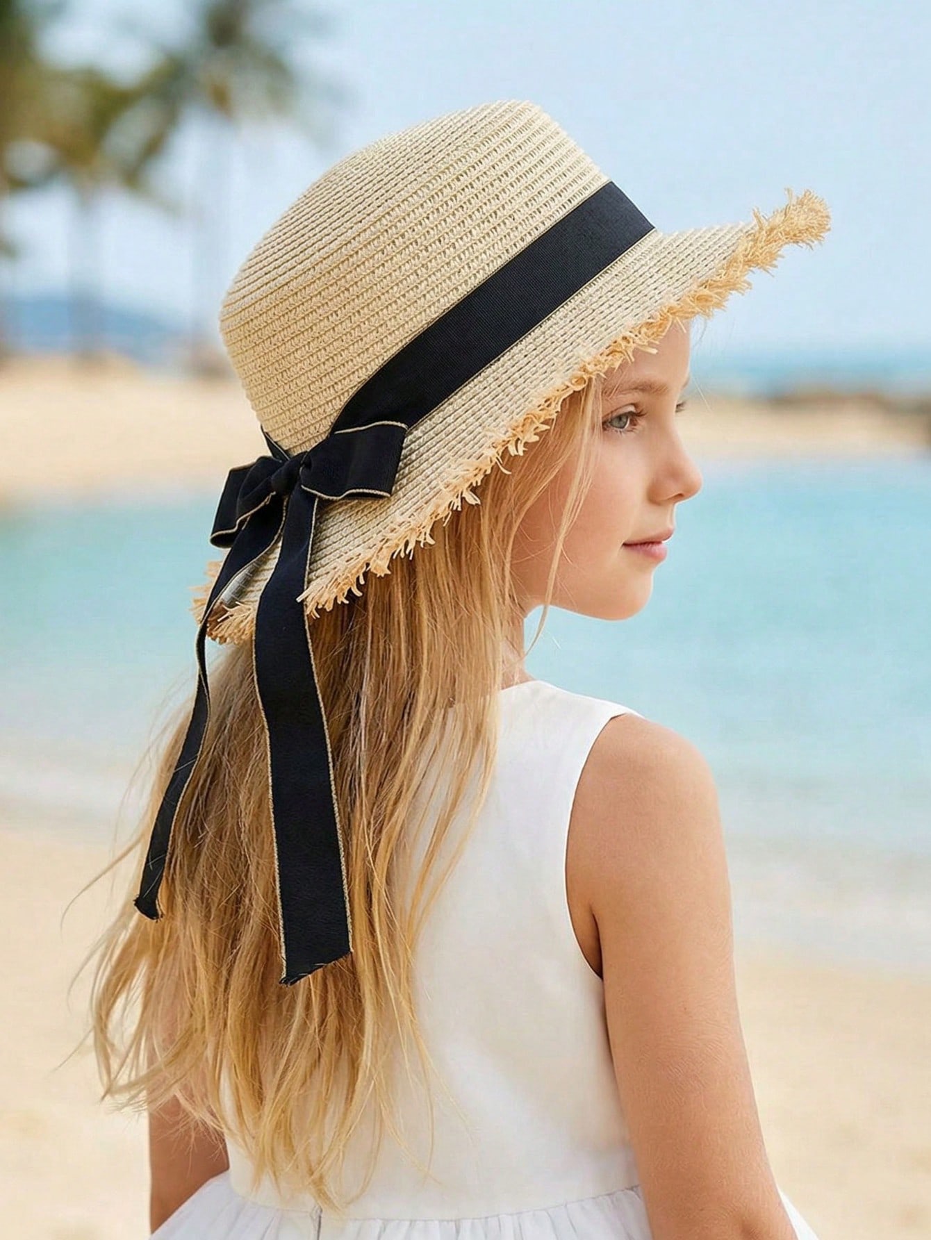1Pc 3-8Y Girls Coffee Broken B - Straw Hat Summer incelemesi ve fiyatı