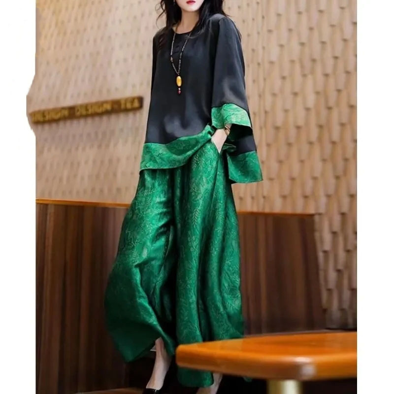 Summer Women Loose Satin Outfi - Wide Leg Palazzo Pants incelemesi ve fiyatı