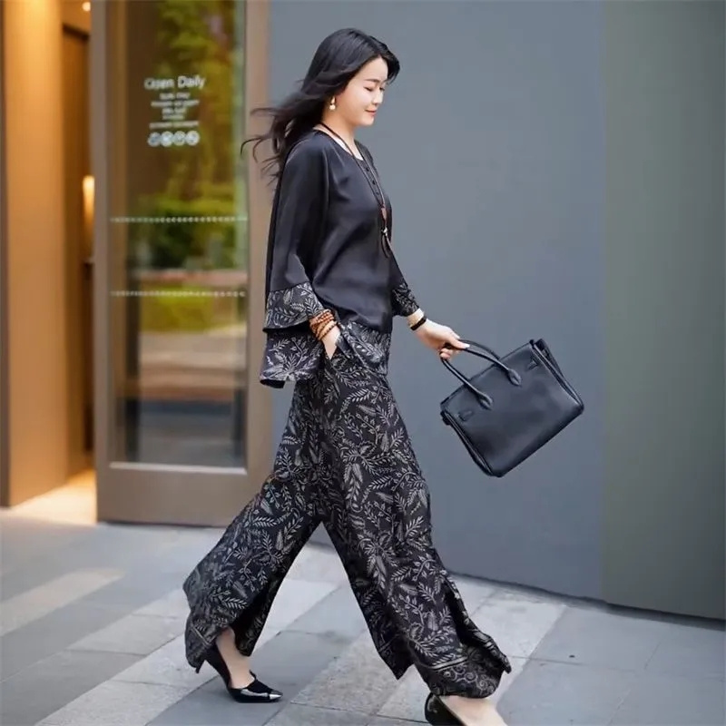 Summer Women Loose Satin Outfi - Wide Leg Palazzo Pants incelemesi ve fiyatı