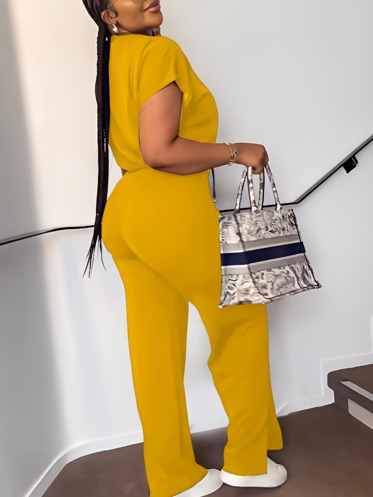 Women Casual Round Neck Drawst - Wide Leg Palazzo Pants incelemesi ve fiyatı