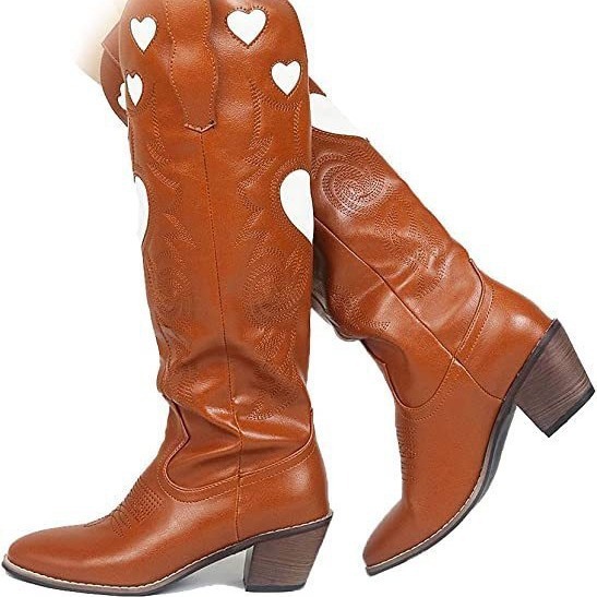 Fashion Love Heart Chunky Heel - Women'S Fashion Knee High Boots incelemesi ve fiyatı