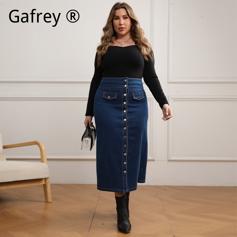 Plus Size High Waist Button Fr - A-Line Skirt Midi incelemesi ve fiyatı