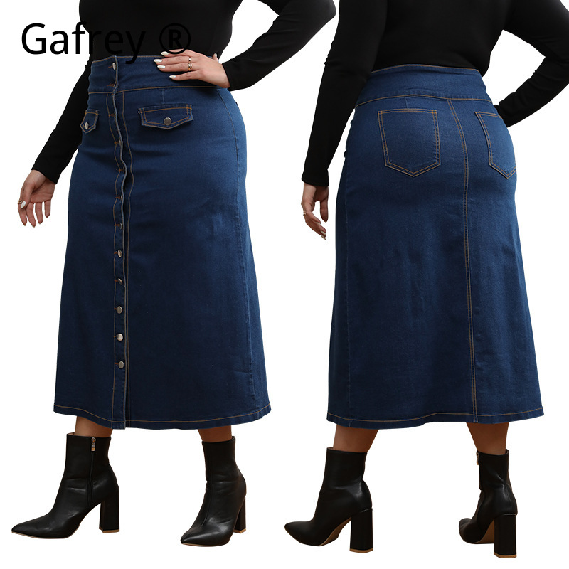 Plus Size High Waist Button Fr - A-Line Skirt Midi incelemesi ve fiyatı