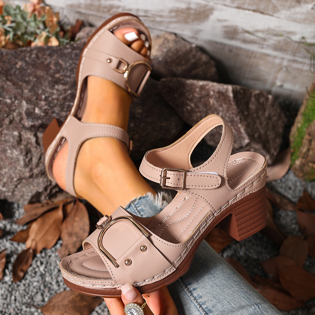Women's Chunky Heel Sandals Ad - Women'S Fashion Summer 2025 incelemesi ve fiyatı
