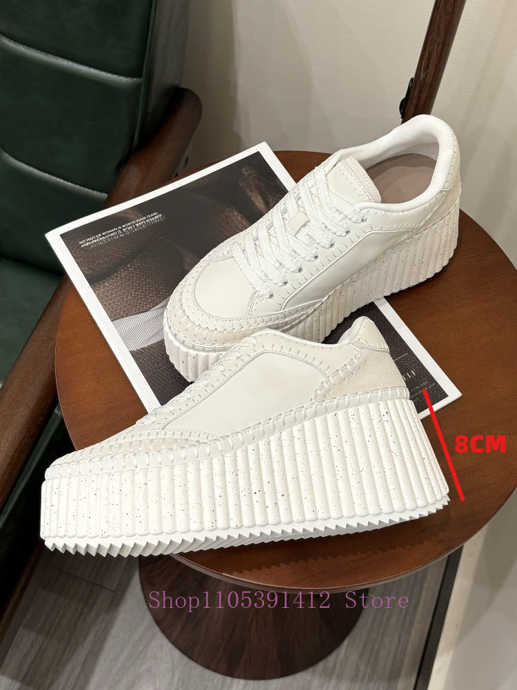 New Thick-Sole 8CM White Shoes - Sneakers Fashion Women incelemesi ve fiyatı