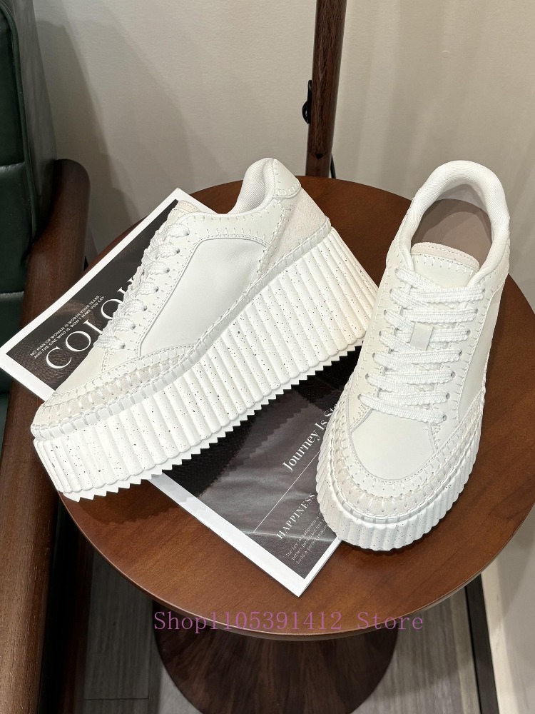 New Thick-Sole 8CM White Shoes - Sneakers Fashion Women incelemesi ve fiyatı