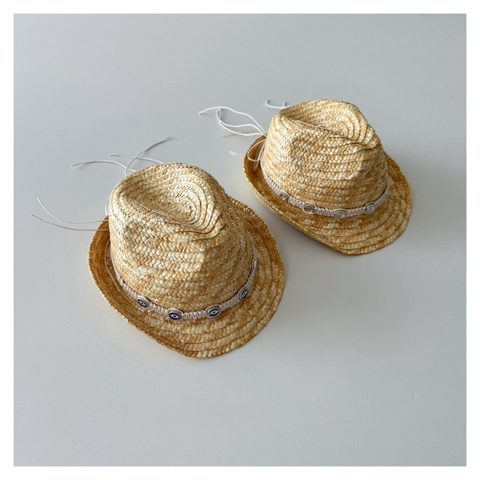 Kids Natural Straw Fedora Hat  - Straw Hat Summer incelemesi ve fiyatı