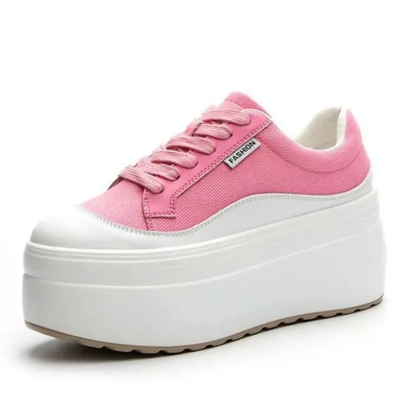8cm New Canvas Genuine Leather - Sneakers Fashion Women incelemesi ve fiyatı