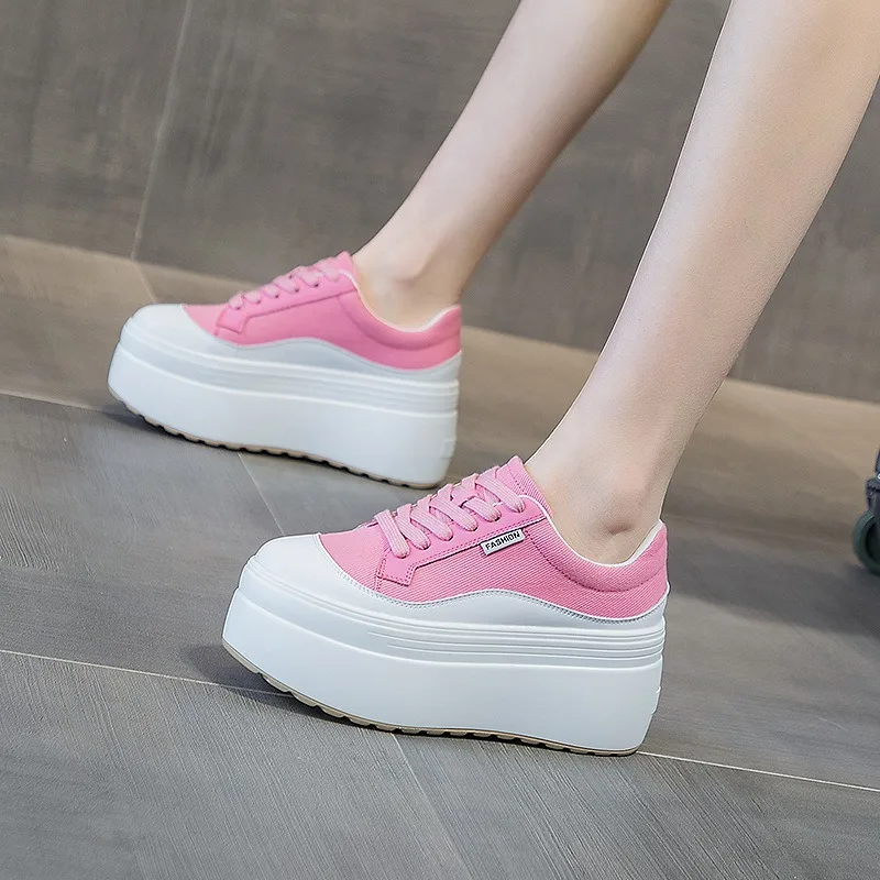 8cm New Canvas Genuine Leather - Sneakers Fashion Women incelemesi ve fiyatı