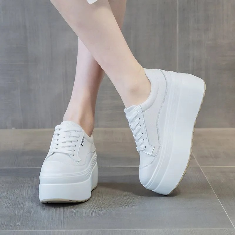 8cm New Canvas Genuine Leather - Sneakers Fashion Women incelemesi ve fiyatı