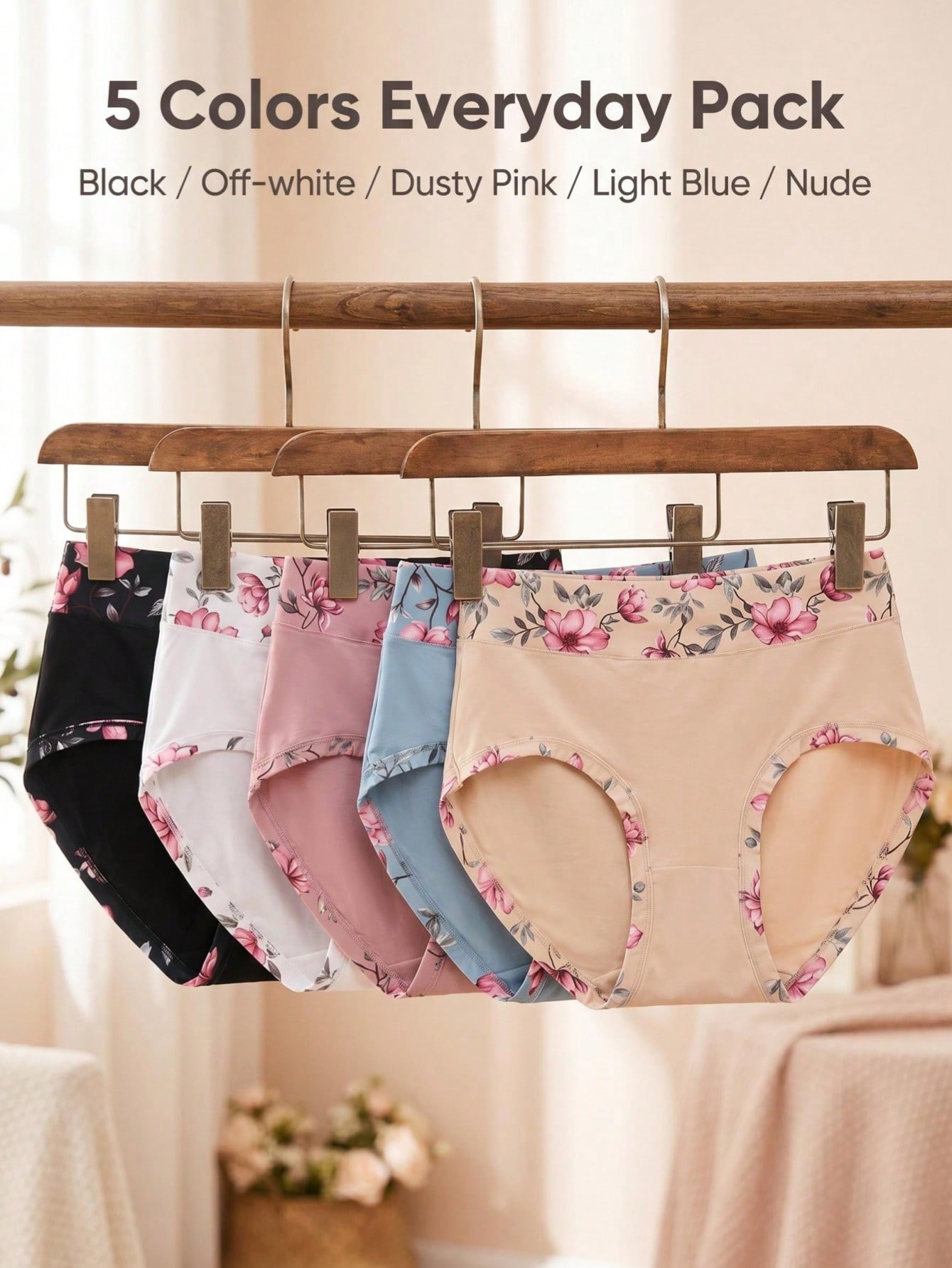 5PCS Plus Size Women's Flower  - Women'S Fashion Underwear incelemesi ve fiyatı