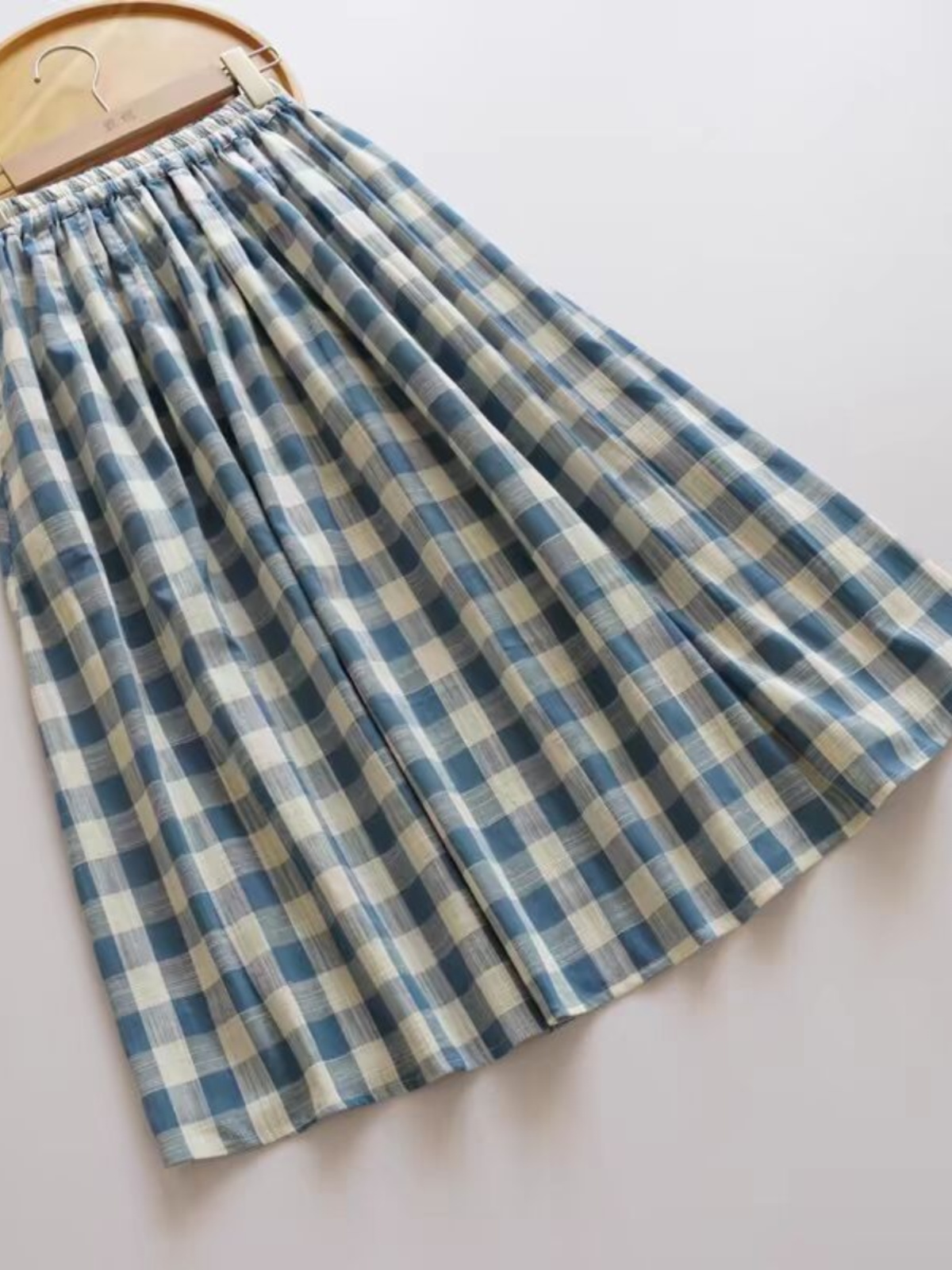 Loose Midi Blue Plaid Bamboo C - A-Line Skirt Midi incelemesi ve fiyatı