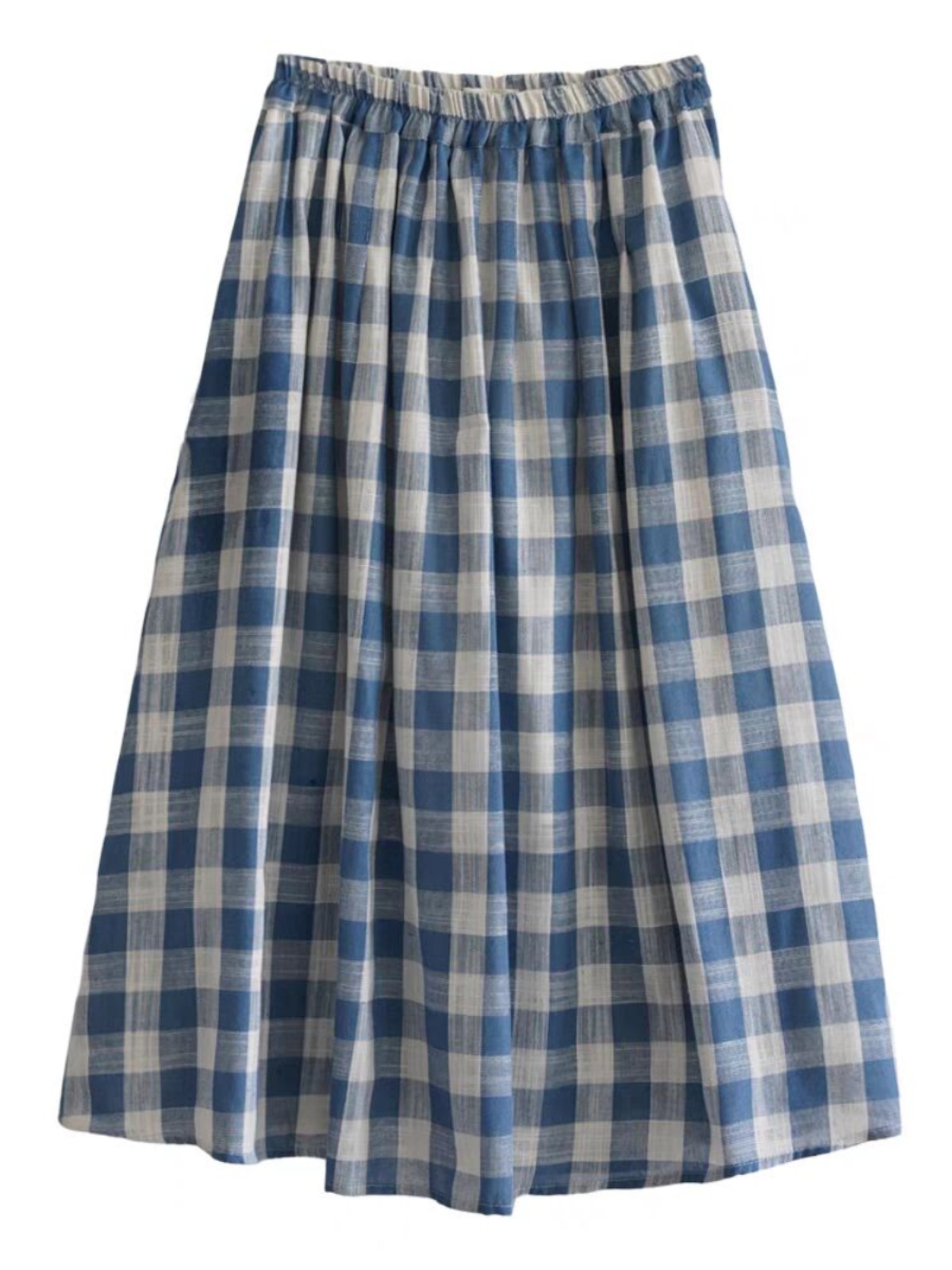 Loose Midi Blue Plaid Bamboo C - A-Line Skirt Midi incelemesi ve fiyatı