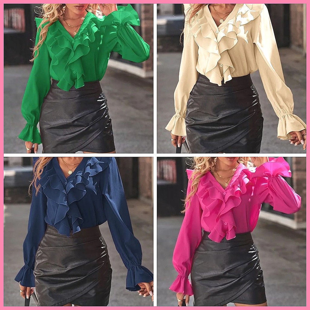 2025 Fashion V-Neck Ruffle Fla - Women'S Fashion incelemesi ve fiyatı