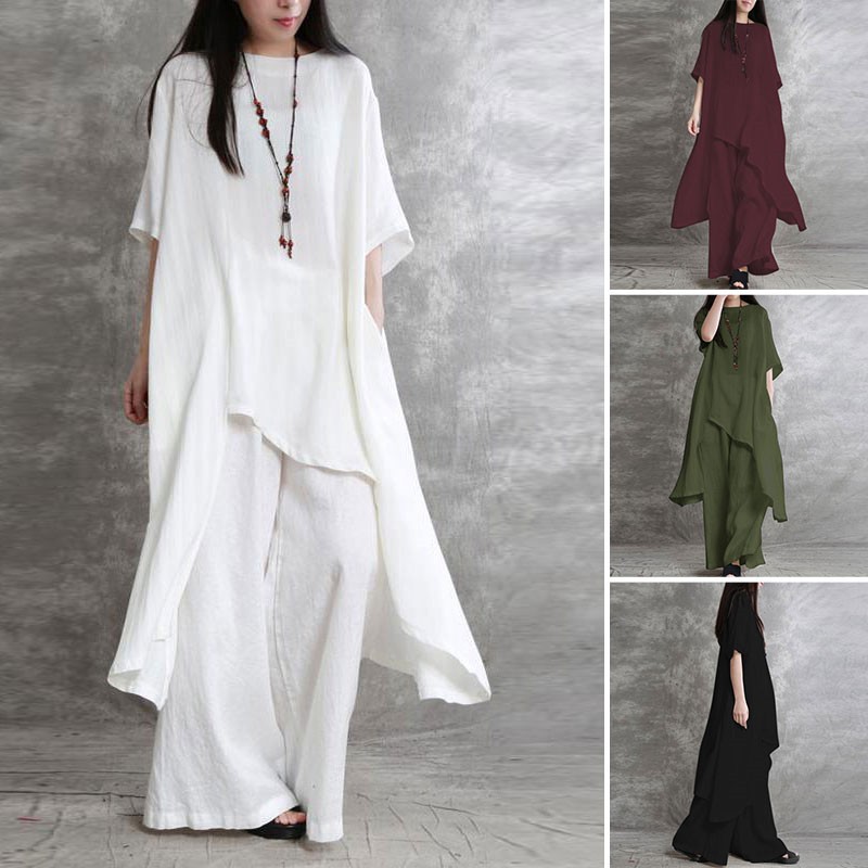 Women's Cotton Linen 2-piece S - Wide Leg Palazzo Pants incelemesi ve fiyatı