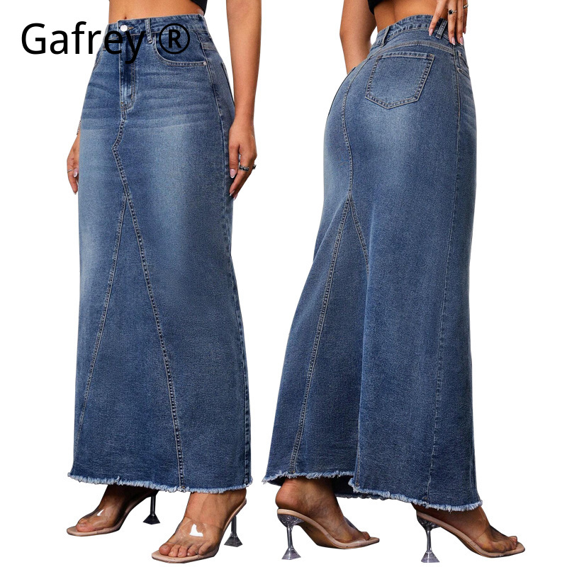 Women Denim Midi Skirt High Wa - A-Line Skirt Midi incelemesi ve fiyatı