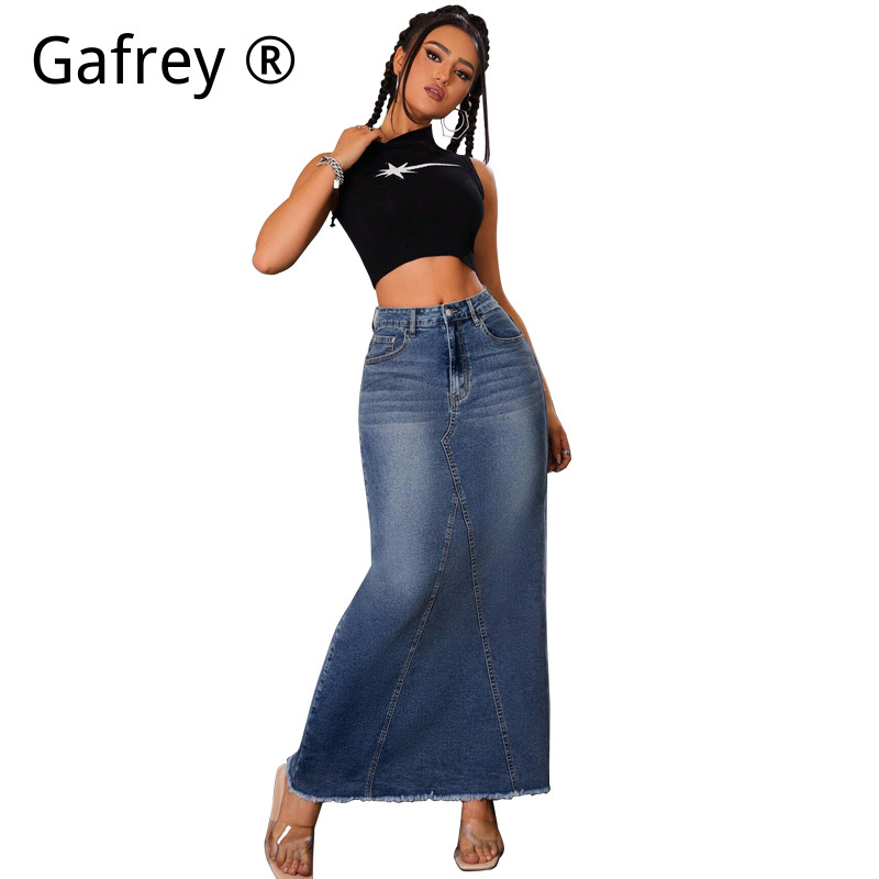 Women Denim Midi Skirt High Wa - A-Line Skirt Midi incelemesi ve fiyatı