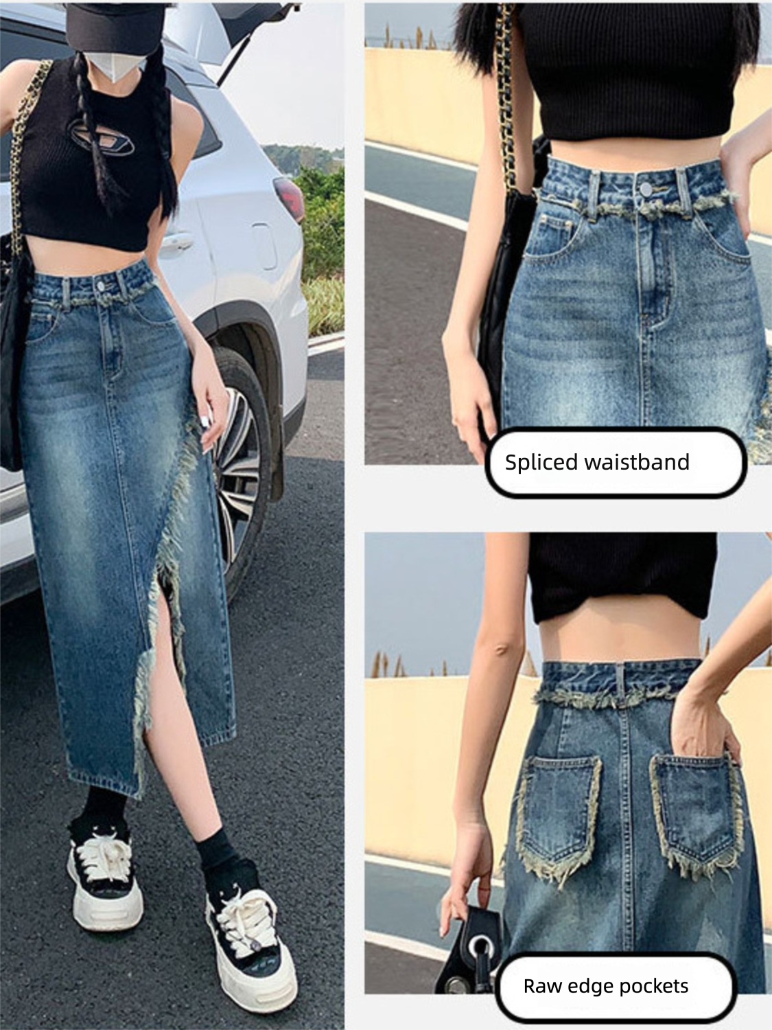 Women's High Waist Denim Skirt - A-Line Skirt Midi incelemesi ve fiyatı
