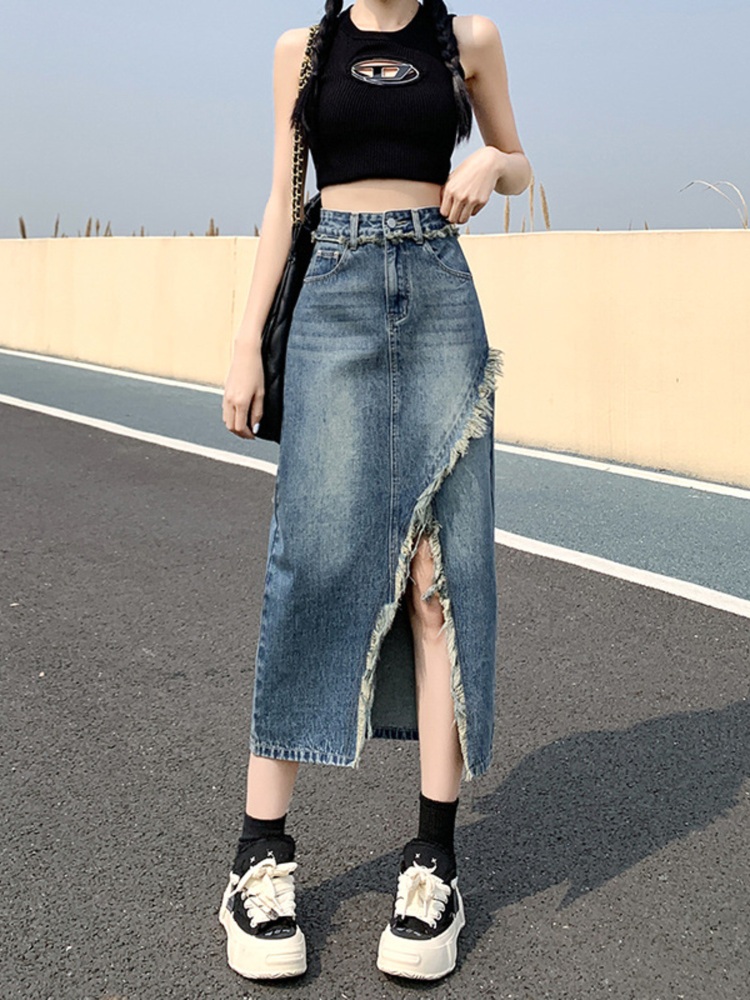 Women's High Waist Denim Skirt - A-Line Skirt Midi incelemesi ve fiyatı