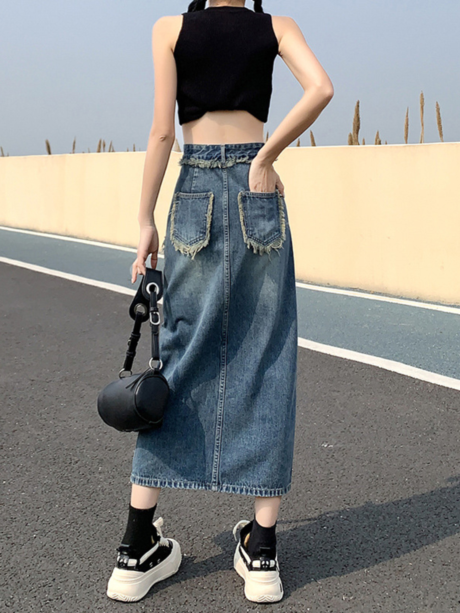 Women's High Waist Denim Skirt - A-Line Skirt Midi incelemesi ve fiyatı