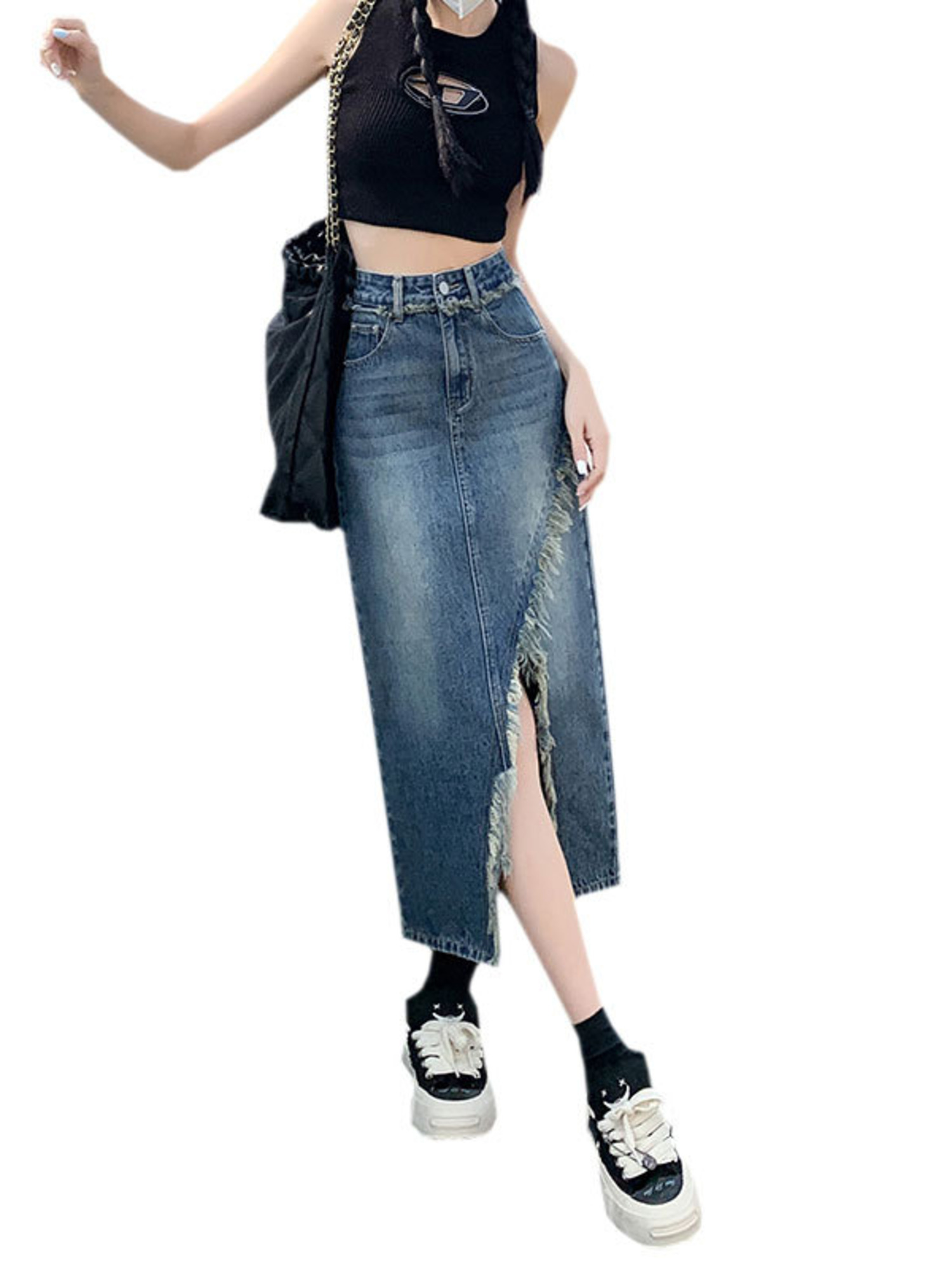 Women's High Waist Denim Skirt - A-Line Skirt Midi incelemesi ve fiyatı