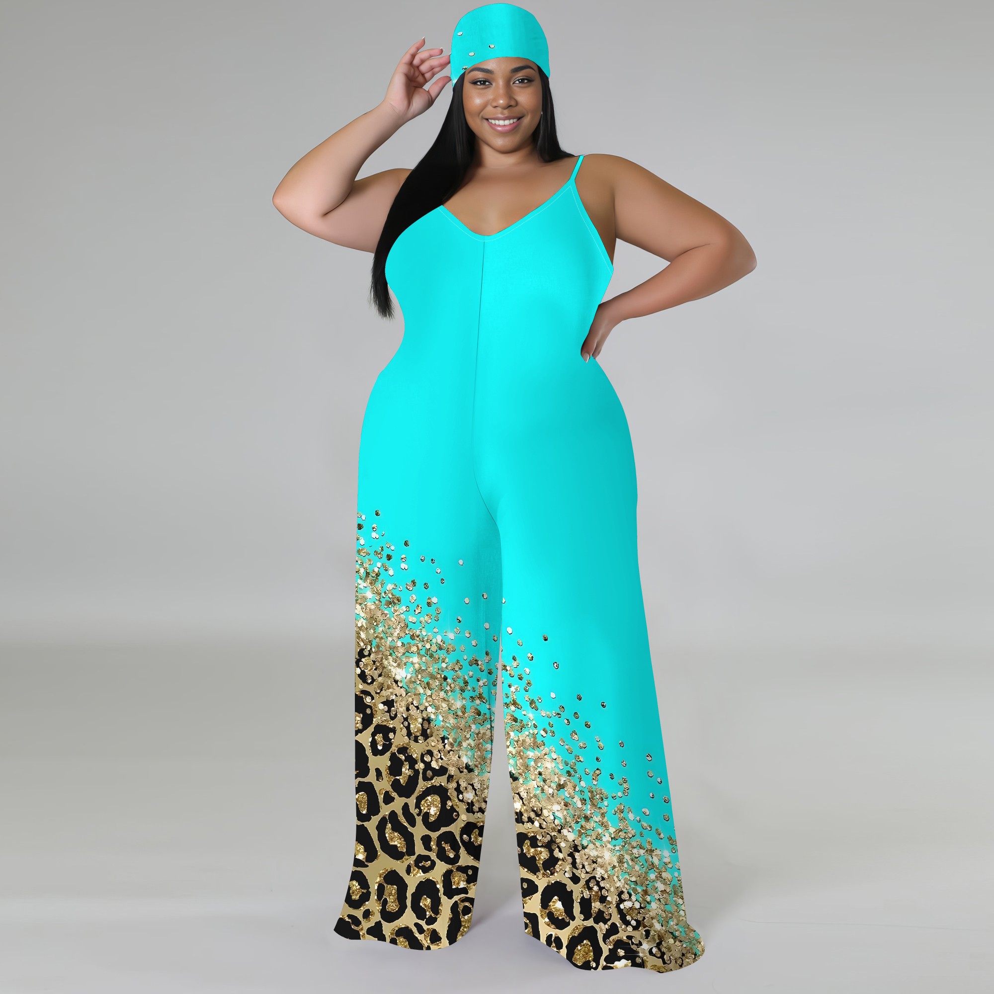 Plus Size Printed Jumpsuit - S - Wide Leg Palazzo Pants incelemesi ve fiyatı