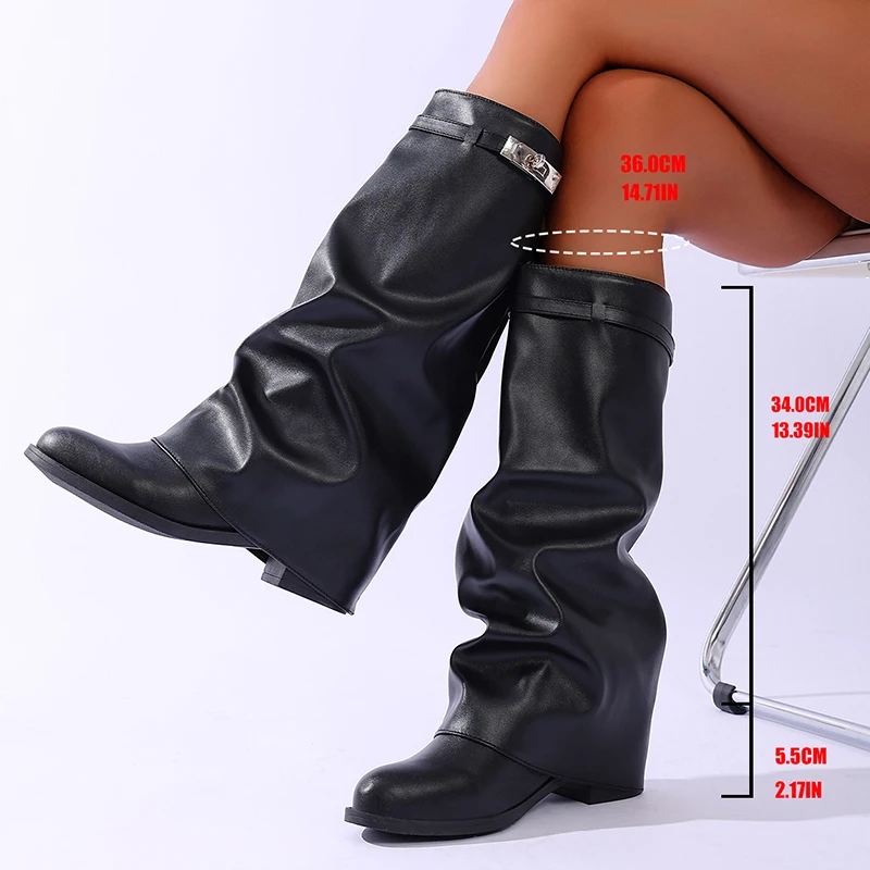 Brand Design Black Pu Leather  - Women'S Fashion Knee High Boots incelemesi ve fiyatı