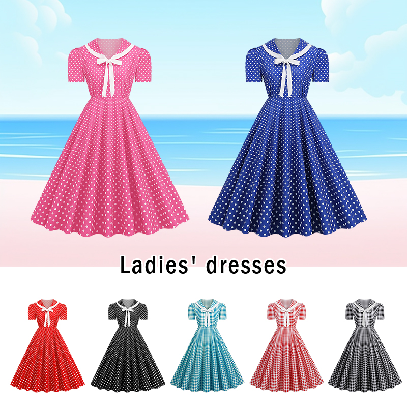 Polka Dot Printed Vintage Larg - Women'S Fashion Of The 60S incelemesi ve fiyatı