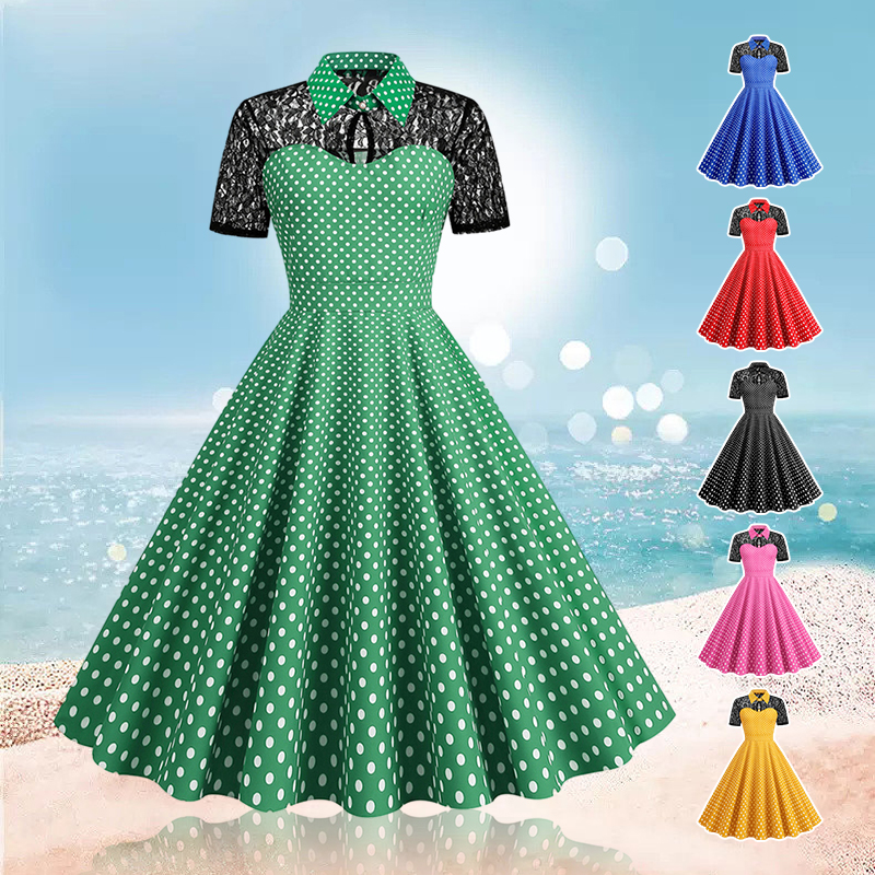 Polka Dot Printed Vintage Larg - Women'S Fashion Of The 60S incelemesi ve fiyatı