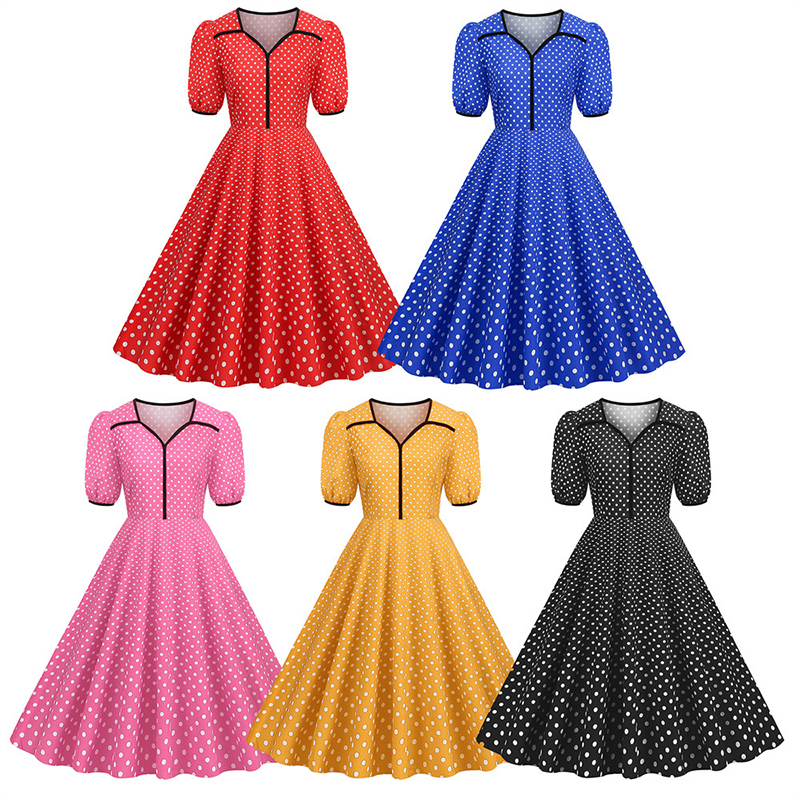 Polka Dot Printed Vintage Larg - Women'S Fashion Of The 60S incelemesi ve fiyatı