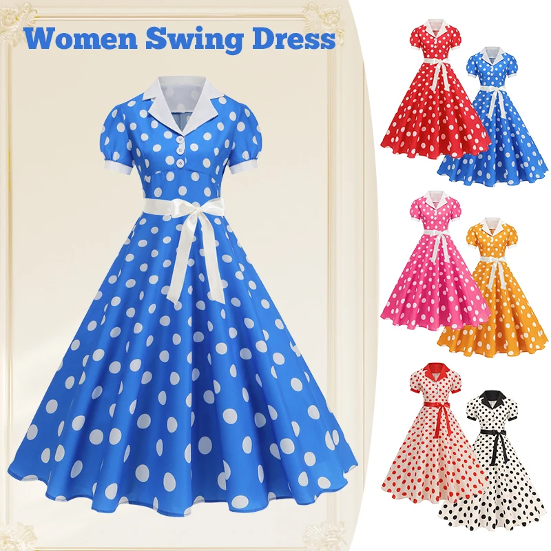 Vintage Polka Dot Summer Dress - Women'S Fashion Of The 60S incelemesi ve fiyatı