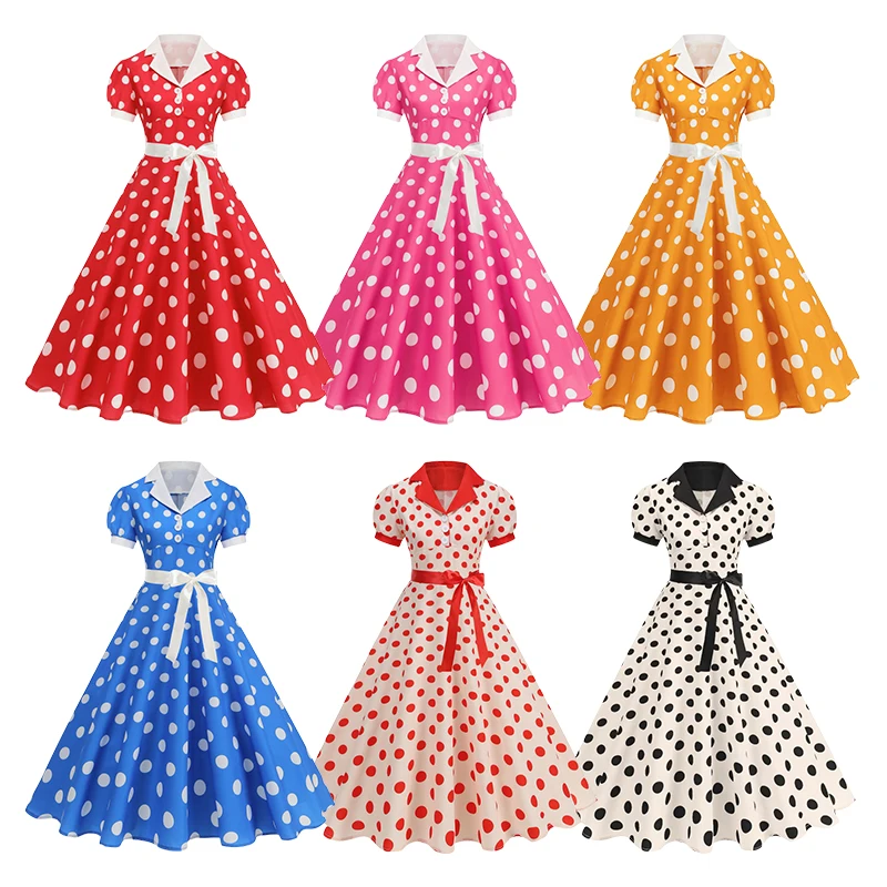 Vintage Polka Dot Summer Dress - Women'S Fashion Of The 60S incelemesi ve fiyatı